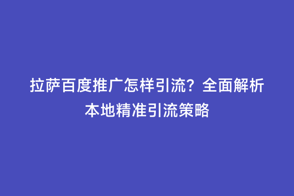 拉萨百度推广怎样引流？全面解析本地精准引流策略
