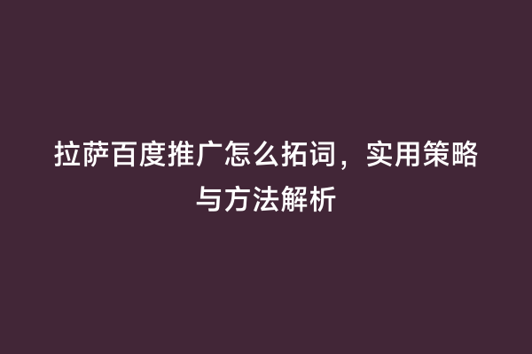 拉萨百度推广怎么拓词，实用策略与方法解析