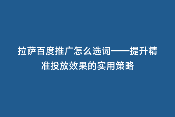 拉萨百度推广怎么选词——提升精准投放效果的实用策略