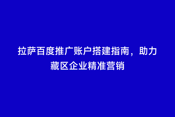 拉萨百度推广账户搭建指南，助力藏区企业精准营销
