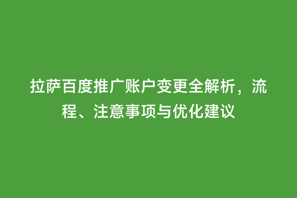 拉萨百度推广账户变更全解析，流程、注意事项与优化建议