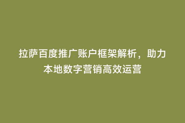 拉萨百度推广账户框架解析，助力本地数字营销高效运营