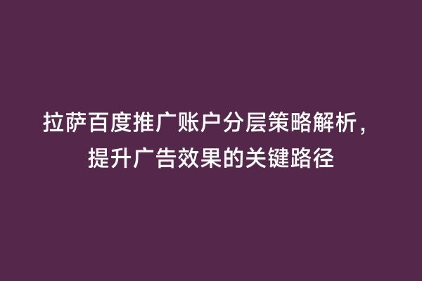 拉萨百度推广账户分层策略解析，提升广告效果的关键路径