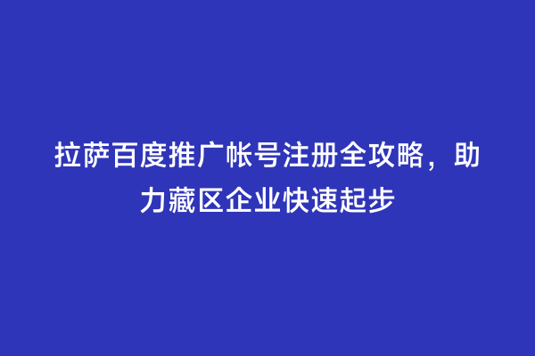 拉萨百度推广帐号注册全攻略，助力藏区企业快速起步