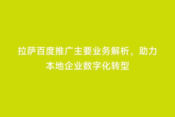 拉萨百度推广主要业务解析，助力本地企业数字化转型