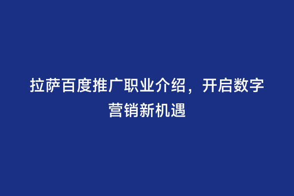 拉萨百度推广职业介绍，开启数字营销新机遇