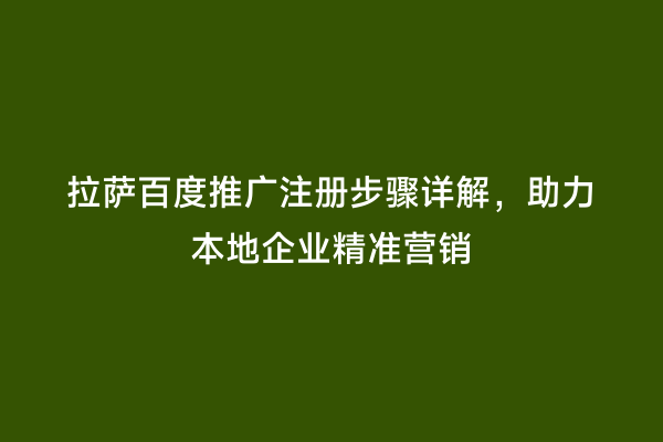 拉萨百度推广注册步骤详解，助力本地企业精准营销
