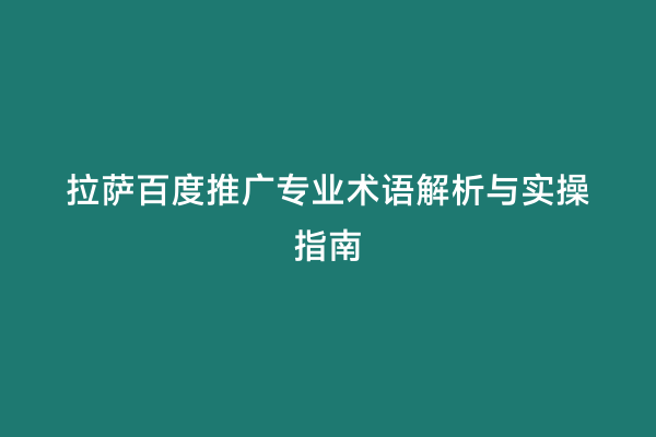 拉萨百度推广专业术语解析与实操指南