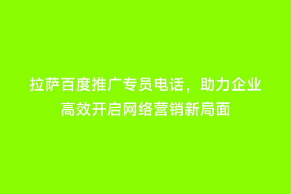 拉萨百度推广专员电话，助力企业高效开启网络营销新局面