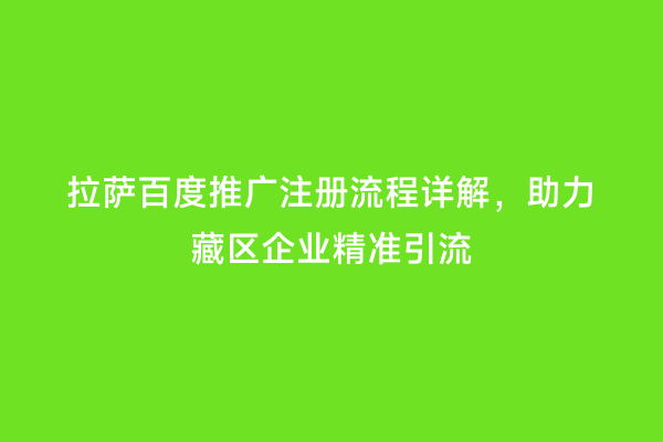 拉萨百度推广注册流程详解，助力藏区企业精准引流