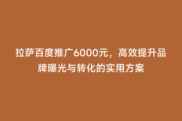 拉萨百度推广6000元，高效提升品牌曝光与转化的实用方案