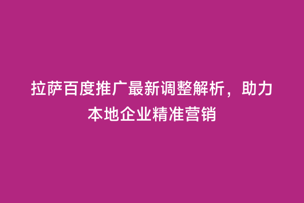 拉萨百度推广最新调整解析，助力本地企业精准营销