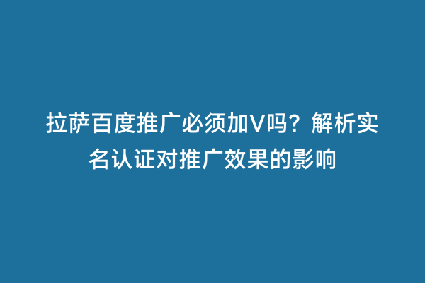 拉萨百度推广必须加V吗？解析实名认证对推广效果的影响