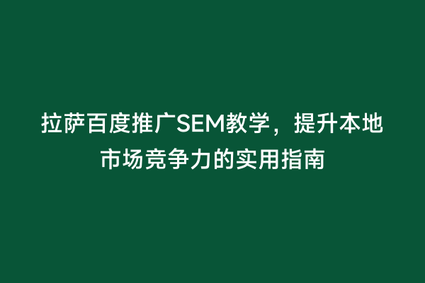 拉萨百度推广SEM教学，提升本地市场竞争力的实用指南