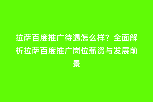 拉萨百度推广待遇怎么样？全面解析拉萨百度推广岗位薪资与发展前景