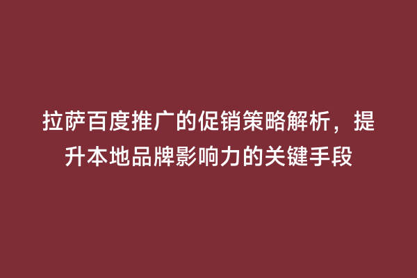 拉萨百度推广的促销策略解析，提升本地品牌影响力的关键手段