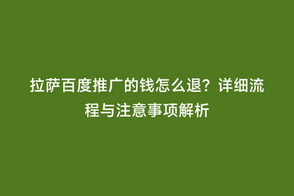 拉萨百度推广的钱怎么退？详细流程与注意事项解析