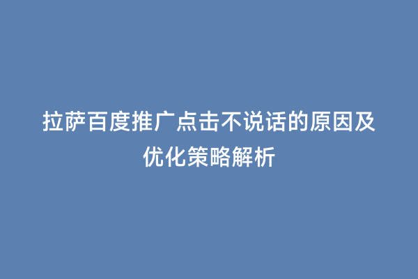 拉萨百度推广点击不说话的原因及优化策略解析