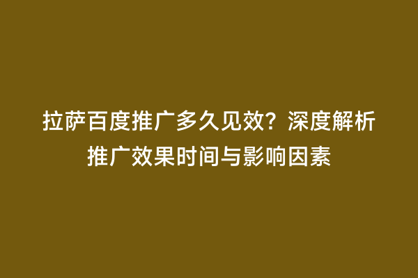 拉萨百度推广多久见效？深度解析推广效果时间与影响因素