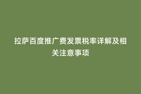 拉萨百度推广费发票税率详解及相关注意事项