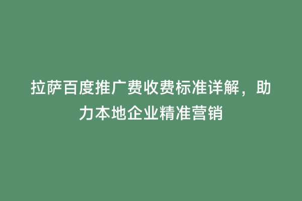 拉萨百度推广费收费标准详解，助力本地企业精准营销