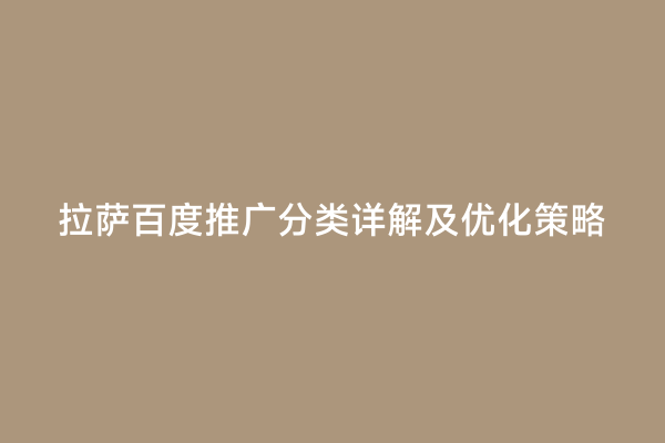 拉萨百度推广分类详解及优化策略