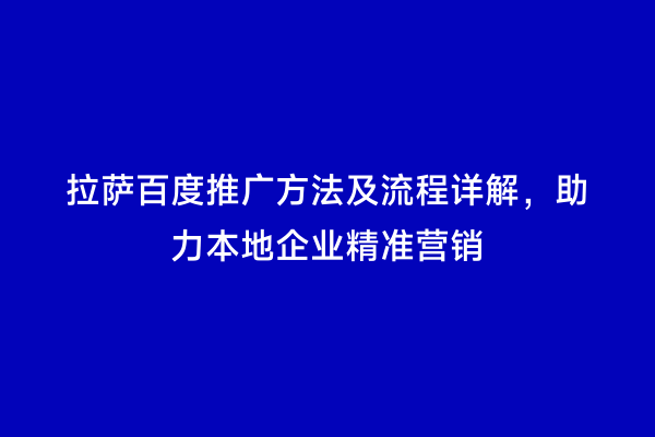 拉萨百度推广方法及流程详解，助力本地企业精准营销