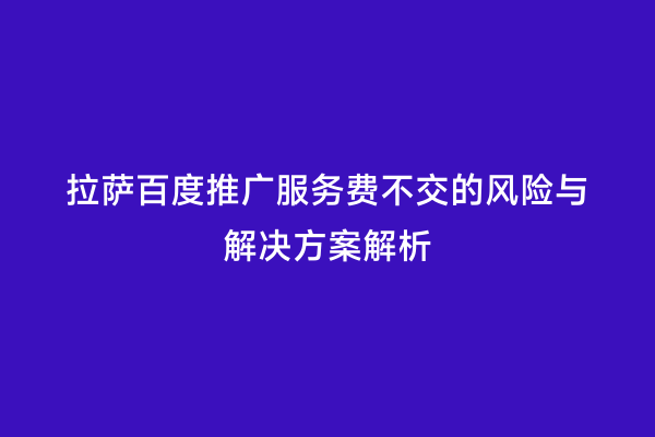 拉萨百度推广服务费不交的风险与解决方案解析