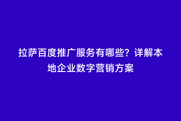 拉萨百度推广服务有哪些？详解本地企业数字营销方案