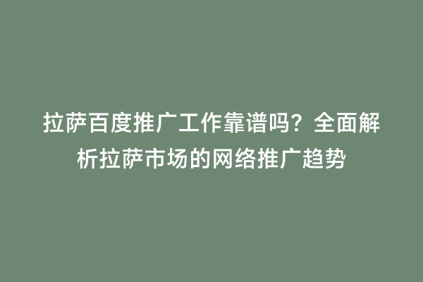 拉萨百度推广工作靠谱吗？全面解析拉萨市场的网络推广趋势