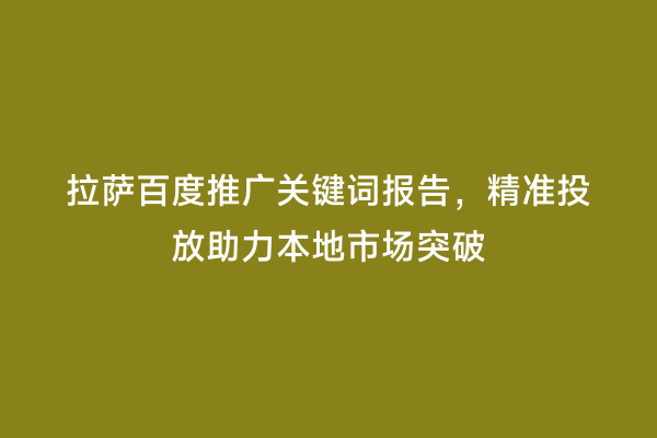 拉萨百度推广关键词报告，精准投放助力本地市场突破
