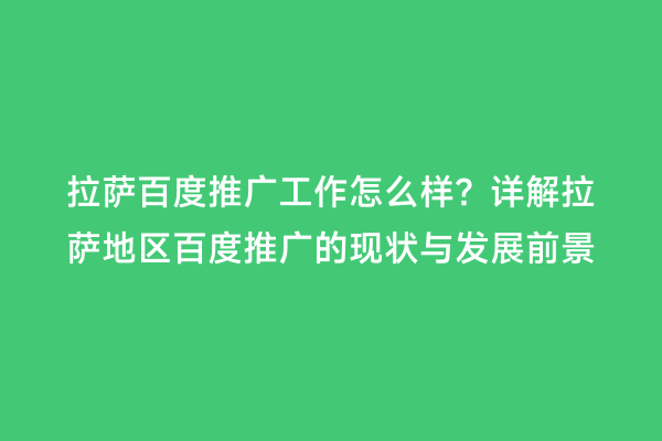 拉萨百度推广工作怎么样？详解拉萨地区百度推广的现状与发展前景