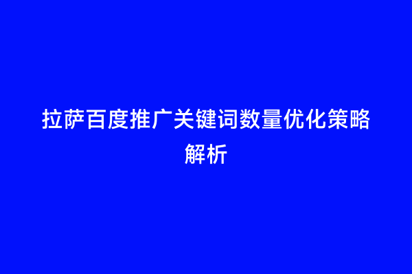 拉萨百度推广关键词数量优化策略解析
