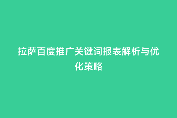拉萨百度推广关键词报表解析与优化策略