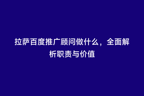 拉萨百度推广顾问做什么，全面解析职责与价值