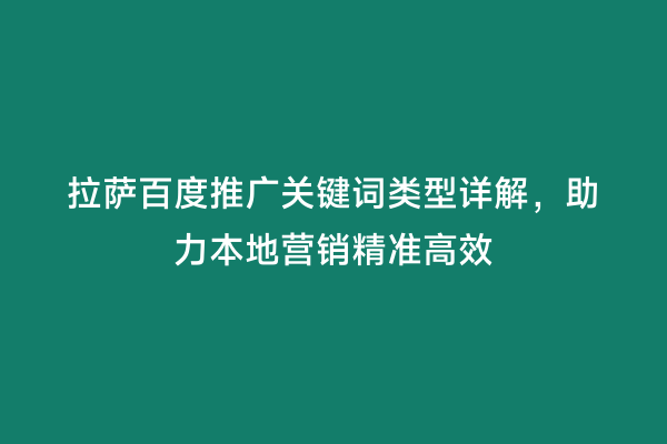 拉萨百度推广关键词类型详解，助力本地营销精准高效