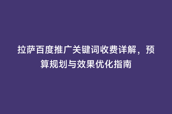 拉萨百度推广关键词收费详解，预算规划与效果优化指南