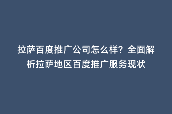 拉萨百度推广公司怎么样？全面解析拉萨地区百度推广服务现状