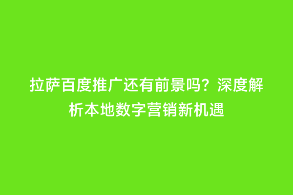 拉萨百度推广还有前景吗？深度解析本地数字营销新机遇