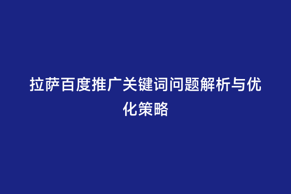 拉萨百度推广关键词问题解析与优化策略
