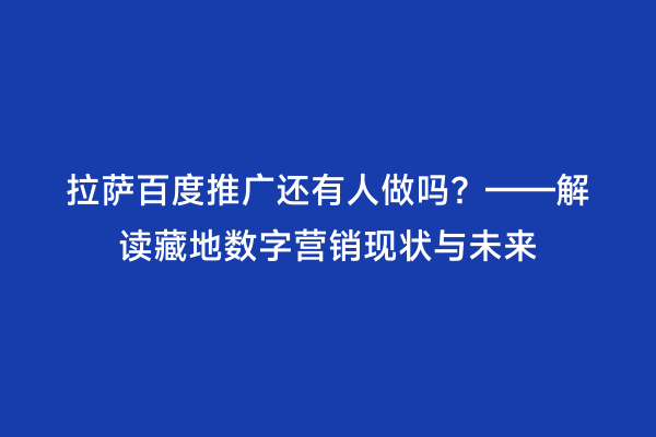 拉萨百度推广还有人做吗？——解读藏地数字营销现状与未来
