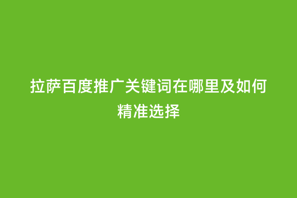 拉萨百度推广关键词在哪里及如何精准选择
