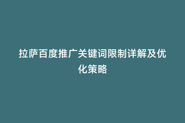 拉萨百度推广关键词限制详解及优化策略