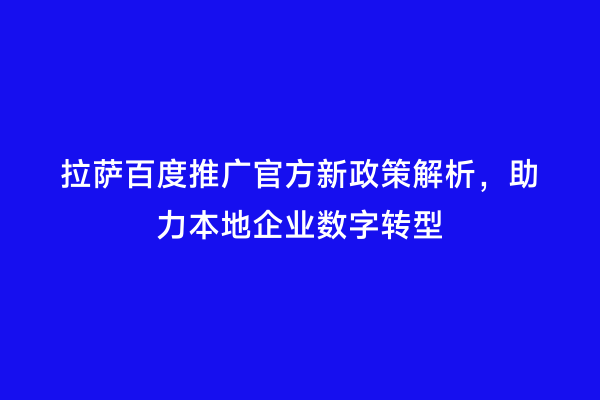 拉萨百度推广官方新政策解析，助力本地企业数字转型