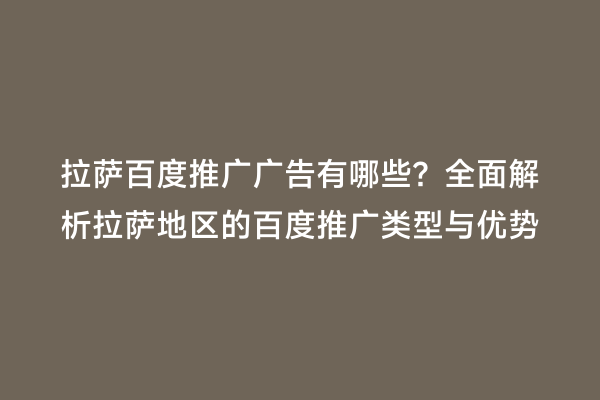 拉萨百度推广广告有哪些？全面解析拉萨地区的百度推广类型与优势