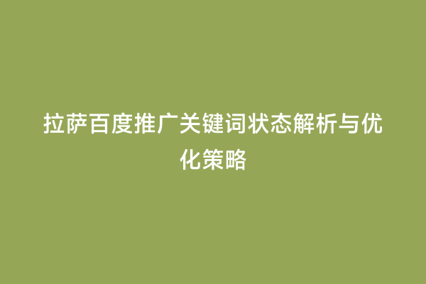 拉萨百度推广关键词状态解析与优化策略