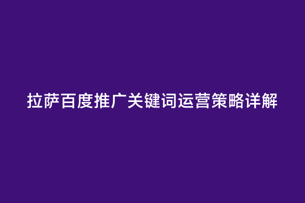 拉萨百度推广关键词运营策略详解